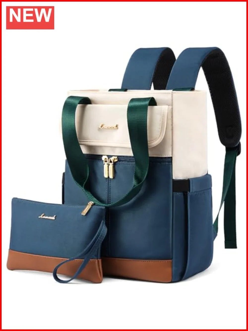 Convertible Small Backpack Purse for Women, 2pcs Set, Laptop Daypack, Water